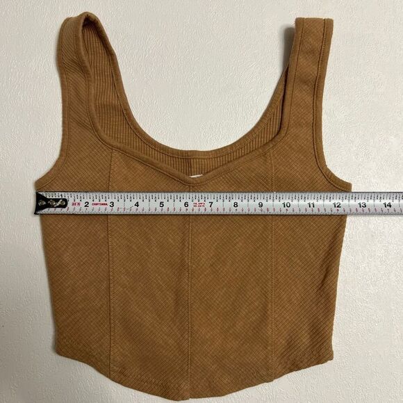 Aerie Brown Ribbed Tank Top Corset Style Cropped Sleeveless Size Small - Picture 4 of 5